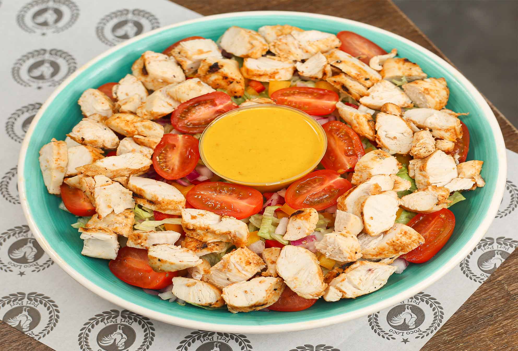 fresh salads with tasty dressings served at Poco Loco Peri Peri Takeaway Wishaw